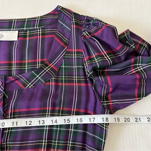 Vintage 80s Eileen West Plaid Pleated Maxi Dress Cottagecore SZ 10 (Modern S) - Picture 15 of 16
